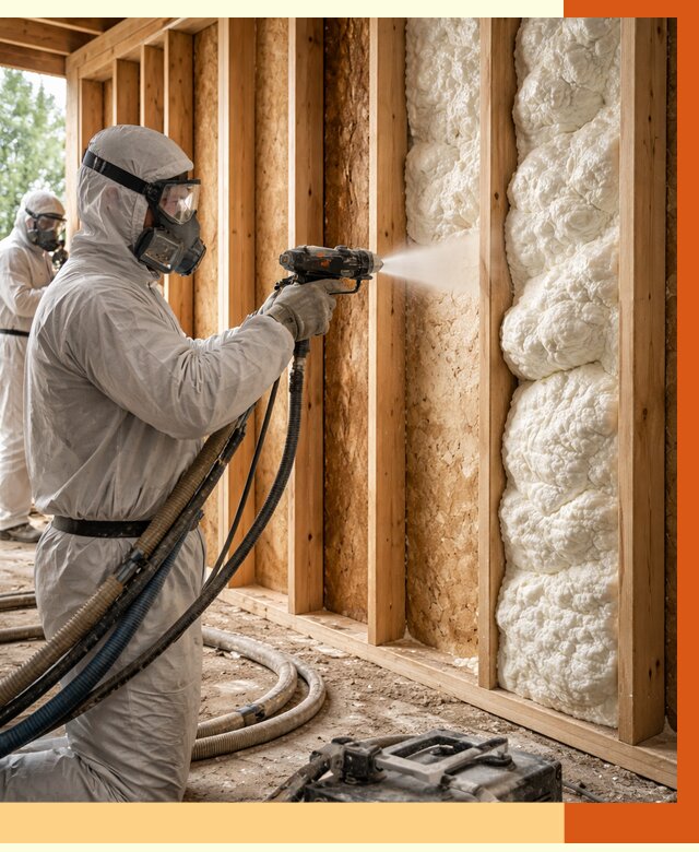 Утепление каркасного дома ППУ в Острогожске от 2921 руб./м2 — работа под ключ | ТепломастерСтг