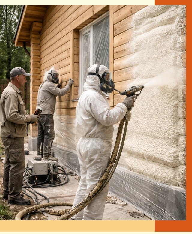 Утепление дома из бруса ППУ в Острогожске от 4016 руб/м2 под ключ | ТепломастерСтг