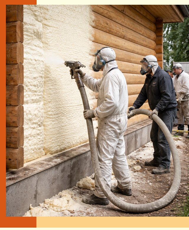 Утепление дома из бруса пенополиуретаном в Острогожске