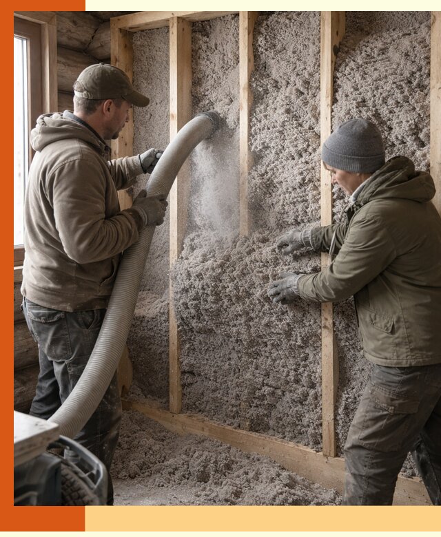 Утепление бревенчатого дома эковатой в Острогожске