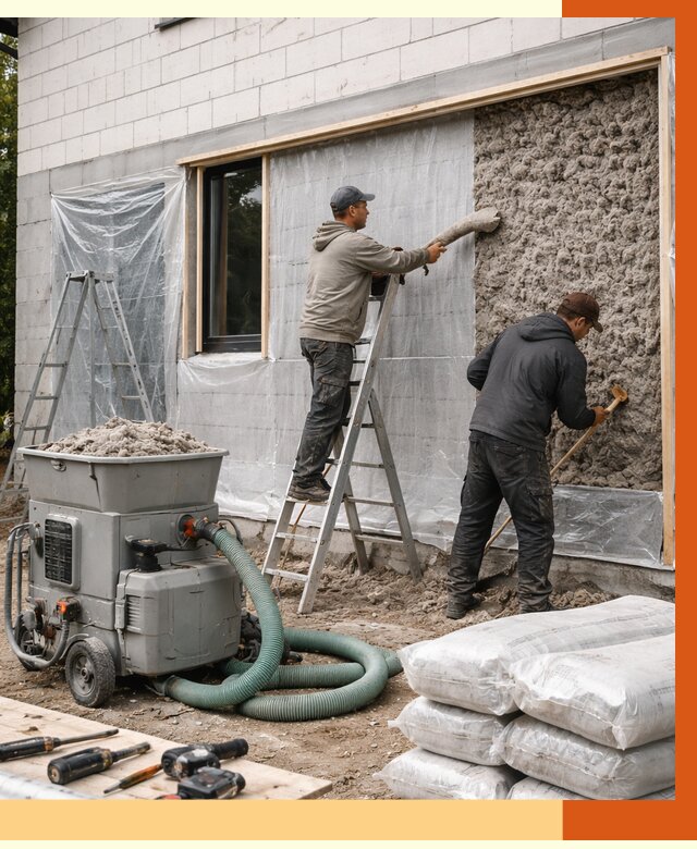 Утепление дома из газобетона эковатой в Острогожске от 4694 руб./м2 | ТепломастерСтг