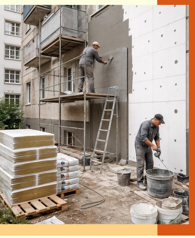 Утепление квартиры снаружи в Острогожске от 6415 руб/м2 под ключ | ТепломастерСтг