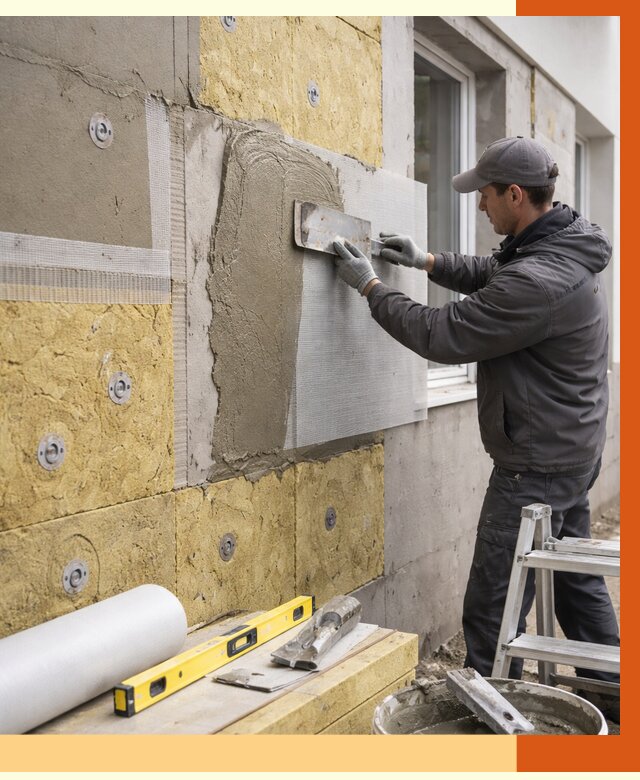 Утепление фасада под штукатурку в Острогожске от 4381 руб/м2 — монтаж пенопластом и минватой | ТепломастерСтг