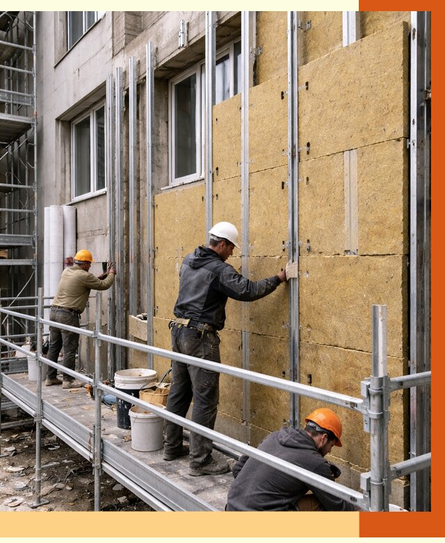 Утепление вентилируемого фасада в Острогожске от 5841 руб/м2 — монтаж и утепление вентфасад | ТепломастерСтг