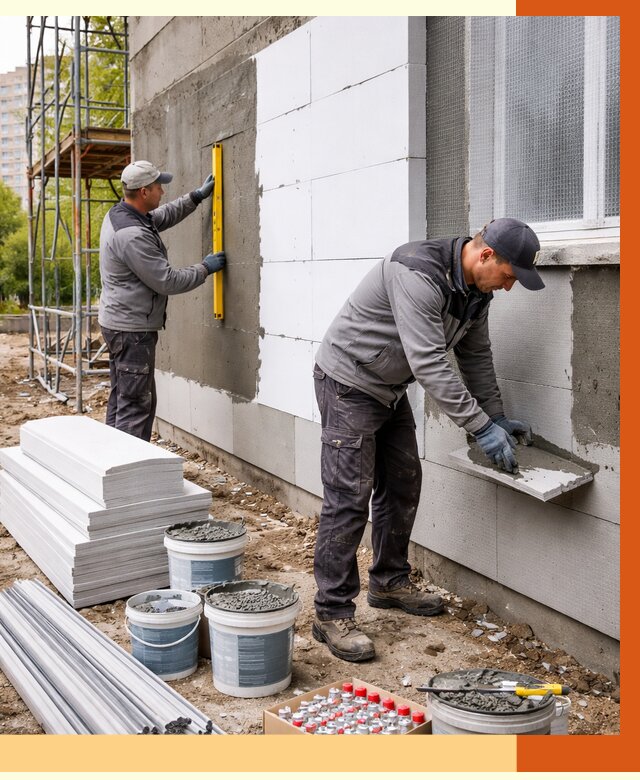 Утепление фасада и стен снаружи в Острогожске от 4381 руб. | ТепломастерСтг