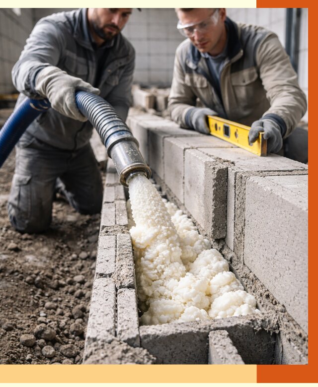 Заполнение колодцевой кладки ППУ в Острогожске от 4381 руб. за м2 | ТепломастерСтг