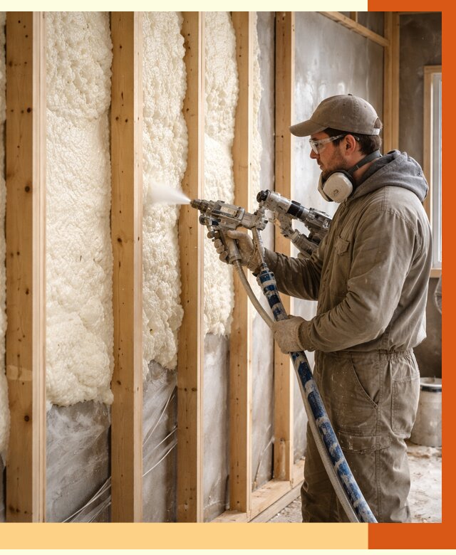 Утепление каркасной стены ППУ в Острогожске от 4433 руб./м2 под ключ | ТепломастерСтг