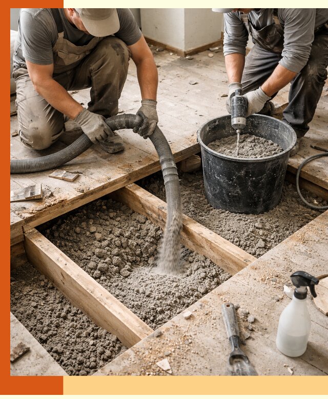 Заполнение пустот пола в Острогожске полиуретаном и пенополистиролом