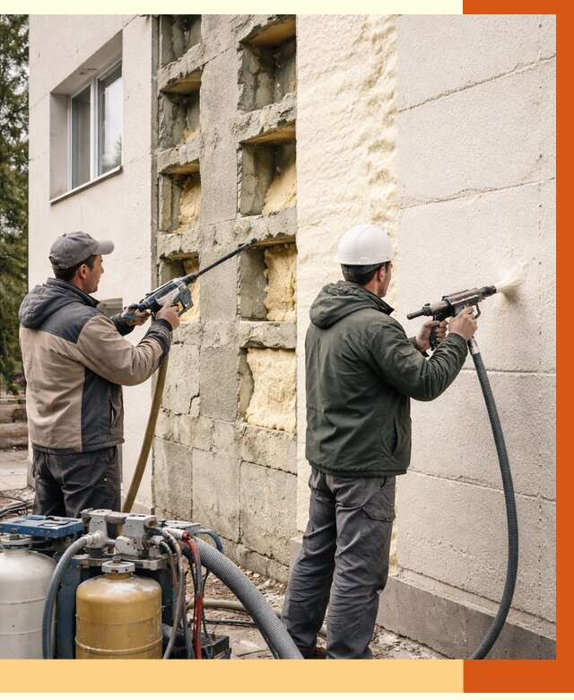 Заполнение пустот фасада в Острогожске от 4694 руб. — утепление пустот облицовки | ТепломастерСтг