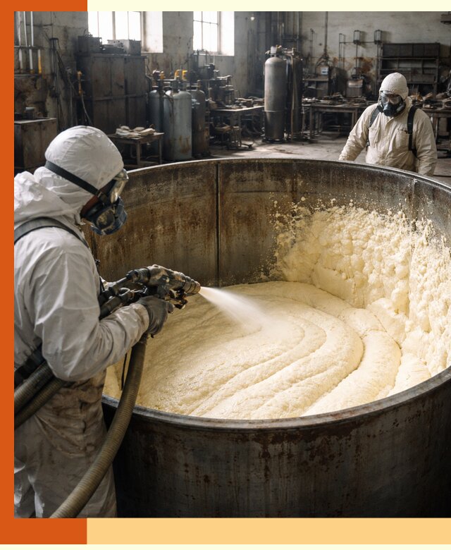 Заливка ппу в емкости с полной изоляцией и герметизацией в Острогожске