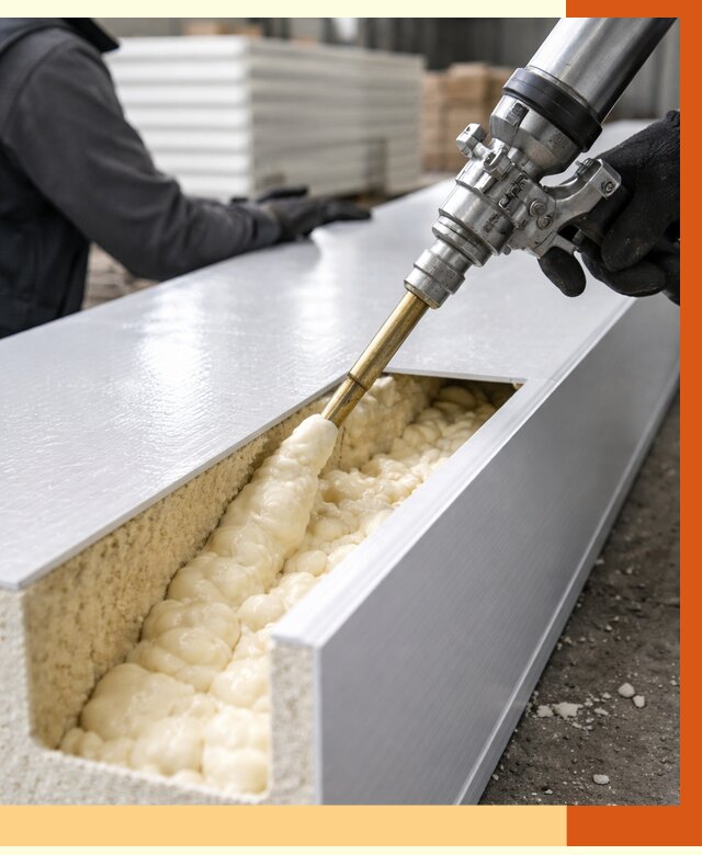 Заполнение пустот холодильных панелей в Острогожске от 7823 руб. | ТепломастерСтг