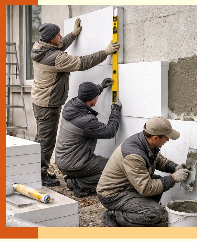 Утепление пенопластом наружных стен и фасадов в Острогожске