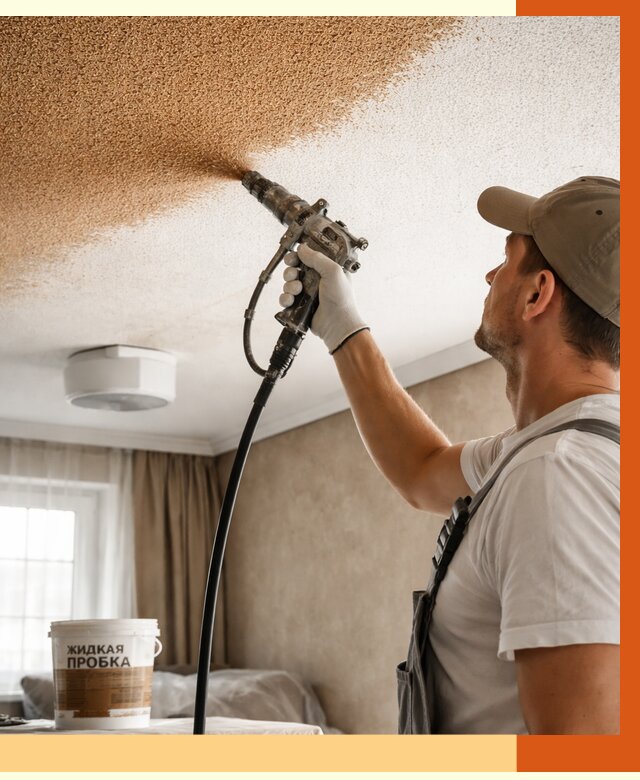 Утепление потолка жидкой пробкой в Острогожске от 3651 руб. | ТепломастерСтг