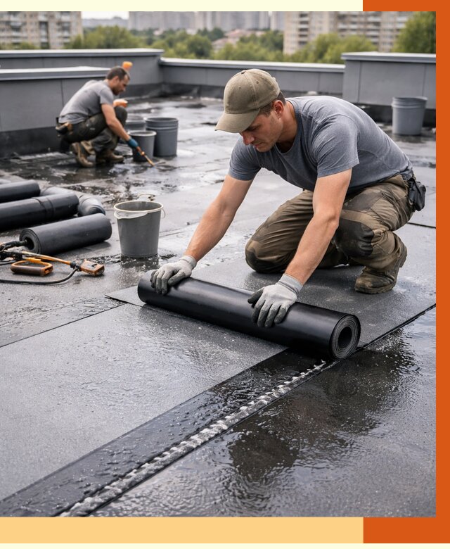 Гидроизоляция плоской кровли в Острогожске от 4694 руб./м2 — профессионально | ТепломастерСтг