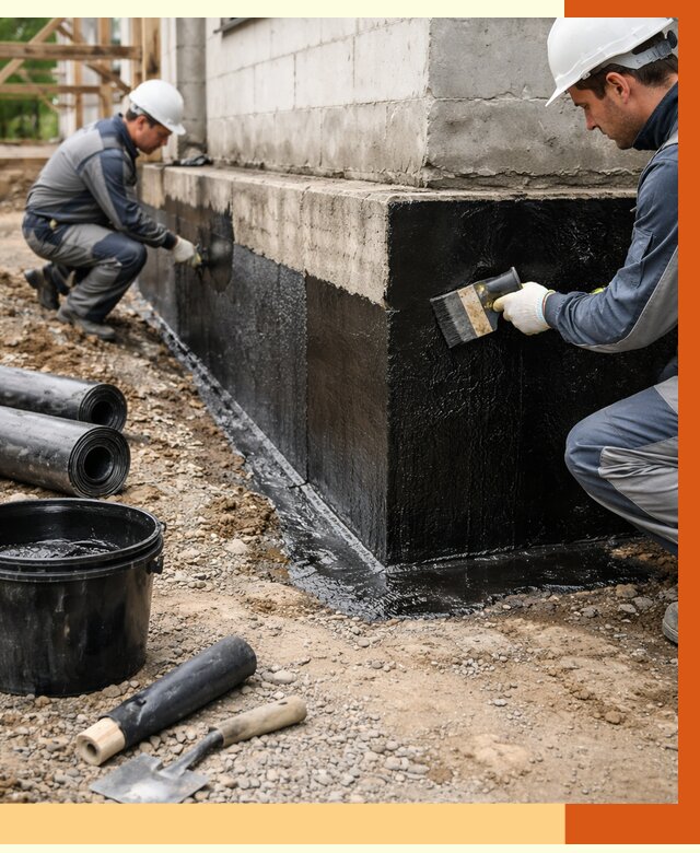 Гидроизоляция фундамента в Острогожске от 1304 руб. — профессионально, под ключ | ТепломастерСтг