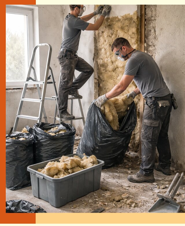 Демонтаж старого утеплителя и вывоз отходов в Острогожске