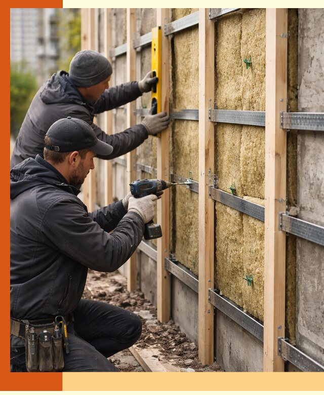 Монтаж обрешетки под утепление зданий и квартир в Острогожске